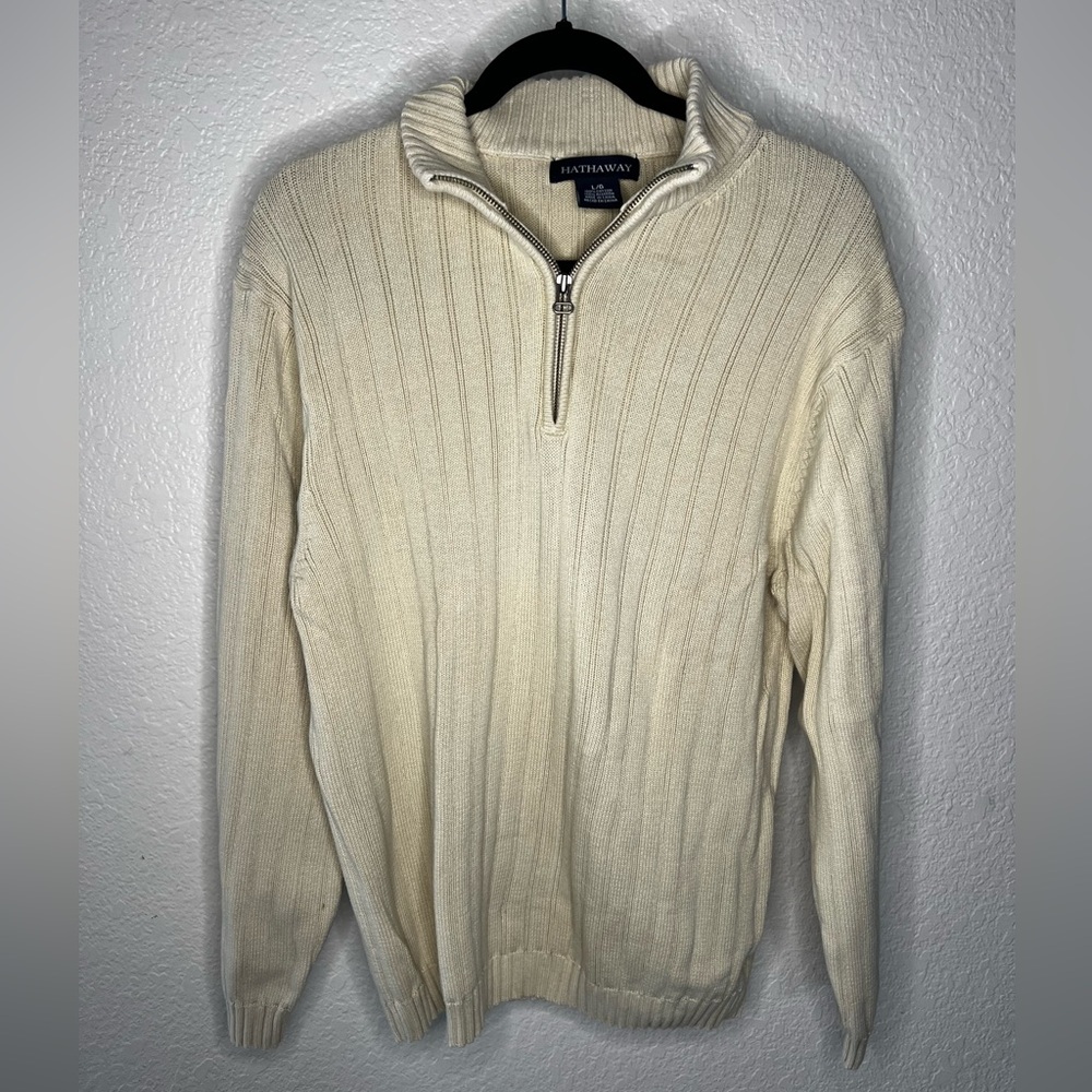 Hathaway Men’s 100% Cotton, Ribbed Knit 1/4 Zip, Pullover Sweater